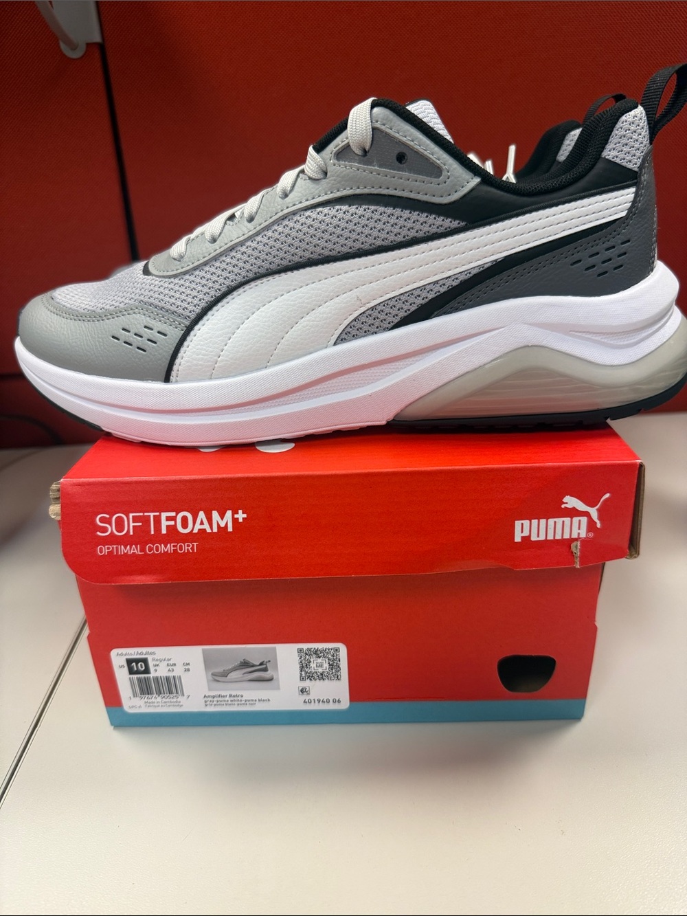 Puma Men’s Gray, White & Black SoftFoam+ Casual Sneakers